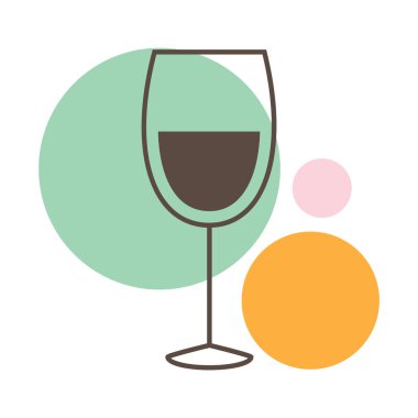 şarap cam ikonu, vektör illüstrasyonu