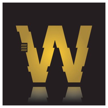 Alfabe w, vektör illüstrasyonu