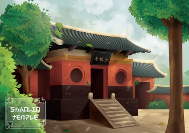 japanese style-vector illustration of a chinese temple clipart