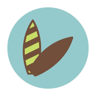 Plaj sörf tahtası düz simgesi, vektör illüstrasyonu