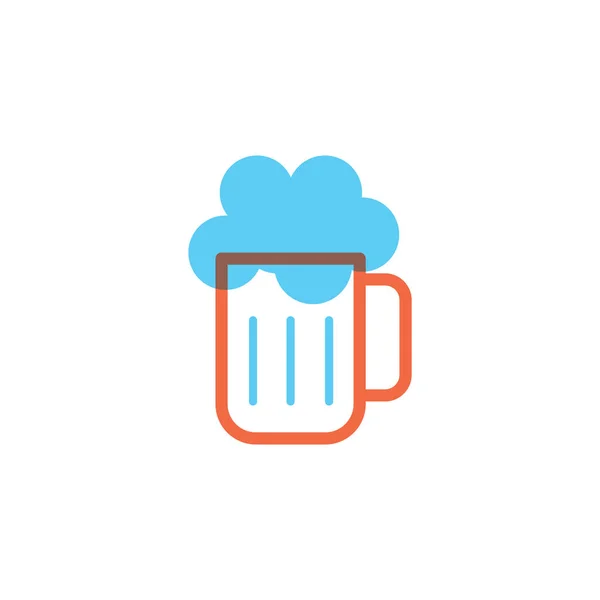 Bier Mok Platte Pictogram Vector Illustratie — Stockvector