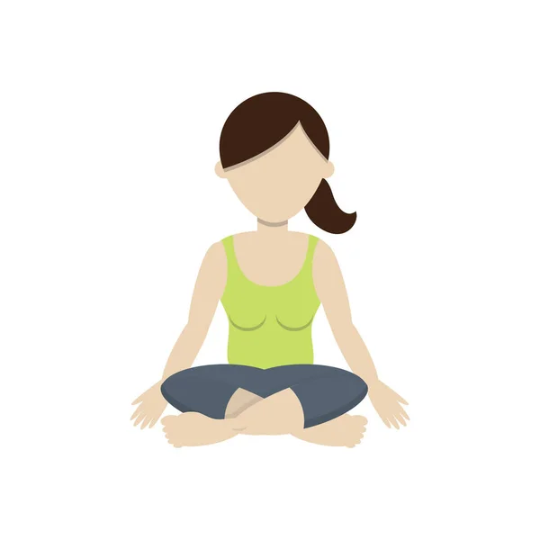 Woman Practicing Yoga Flat Icon Vector Illustration — Stock Vector