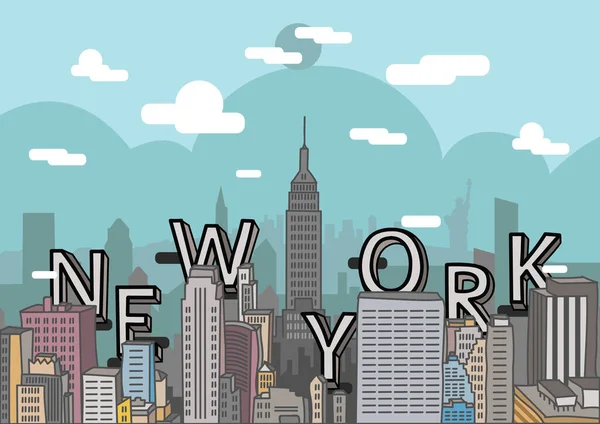 Nowy Jork Płaska Ikona Miasta Wektor Ilustracja — Wektor stockowy