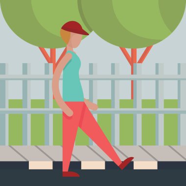 Düz yürüyen kadın simgesi, vektör illüstrasyonu