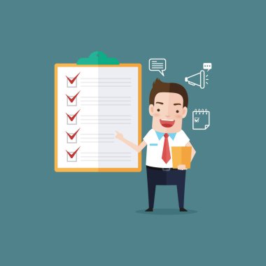 Business Man düz simgesi, vektör illüstrasyonu