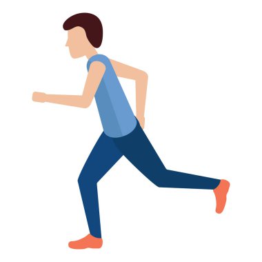 Düz simge kullanan adam, vektör illüstrasyonu