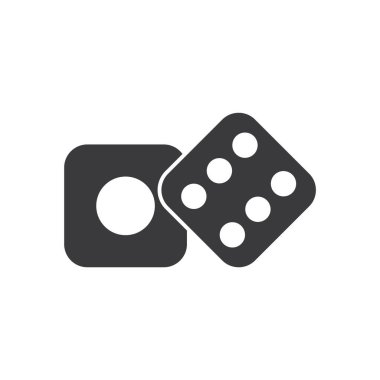 Zar simgesi beyaz arkaplanda izole edilmiş siyah biçimdedir. oyun sembolü vektör çizimi.