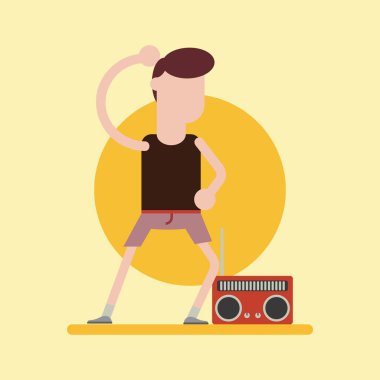 Adam stilize vektör çizimi ile dans ediyor