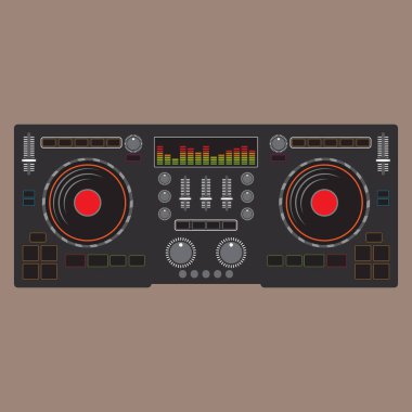 Dj turntable düz simgesi, vektör illüstrasyonu