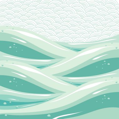 Su dalgaları arka planı, biçimlendirilmiş vektör illüstrasyonu