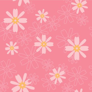 Beyaz arka planda pembe çiçekli pürüzsüz desen