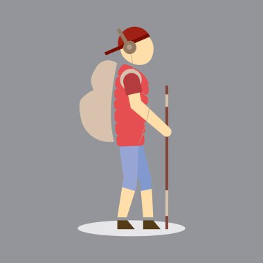 Sırt çantalı adam düz simge, vektör illüstrasyonu