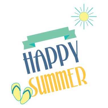 Mutlu yaz düz simgesi, vektör illüstrasyonu