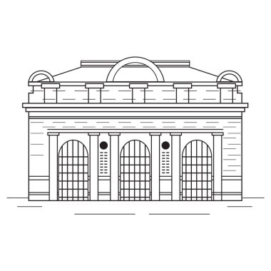 Büyük merkezi terminal düz simgesi, vektör illüstrasyonu