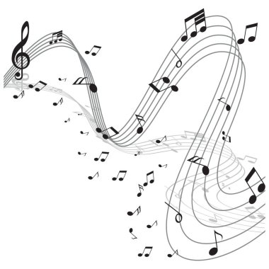 Müzik notaları, biçimlendirilmiş vektör çizimi