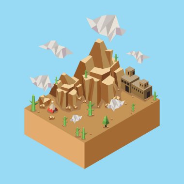 Çöl stilize edilmiş vektör illüstrasyonu