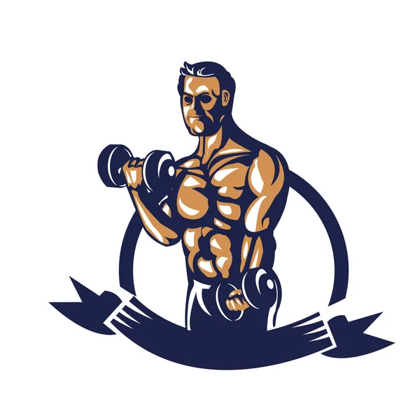 Bodybuilder Haltère Levage Affiche — Image vectorielle
