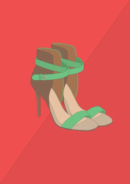 Schuhe Mit Hohen Absätzen Stilisierte Vektorillustration — Stockvektor