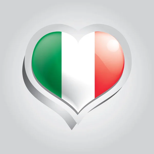 Illustrazione Vettoriale Del Cuore Della Bandiera Italiana — Vettoriale Stock