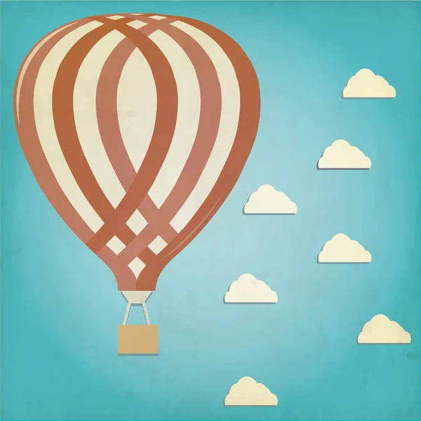 Vektorová Ilustrace Horkovzdušného Balónu Modré Obloze — Stockový vektor