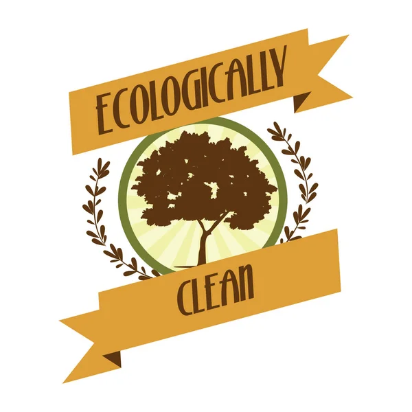 Ecologically Clean Label Flat Icon Vector Illustration — Stock Vector