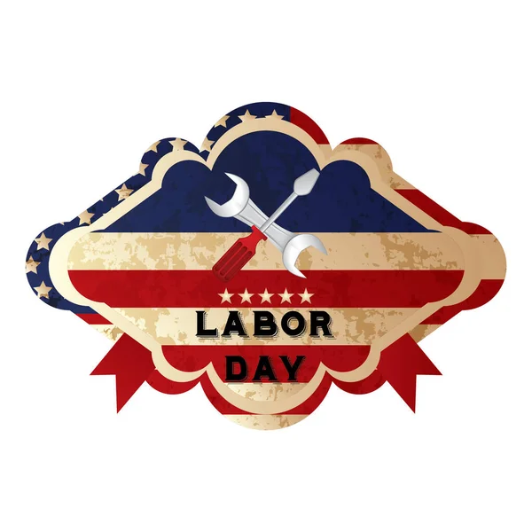 Labor Day Label Flat Icon Vector Illustration — Stock Vector