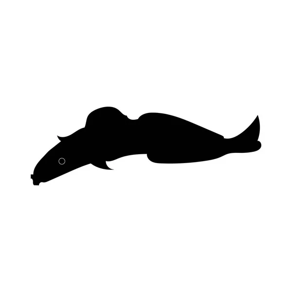 Wektorowy Wizerunek Czarnej Sylwetki Ryby — Wektor stockowy