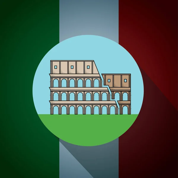 Italia Bandera Con Famoso Hito Italiano — Vector de stock