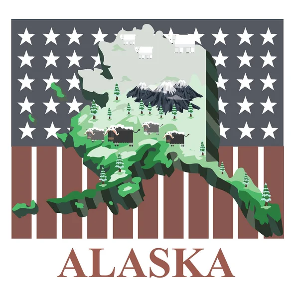 Alaska Mapa Del Estado Ilustración Vectorial — Vector de stock