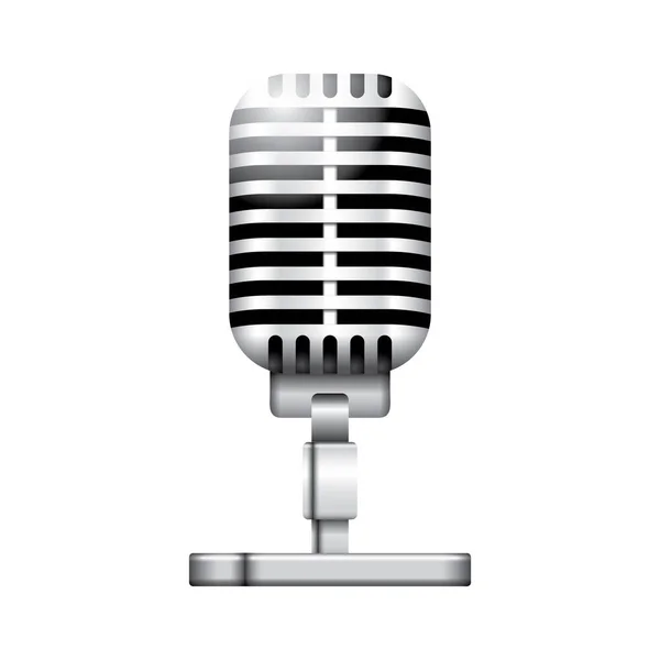 Illustrazione Vettoriale Microfono Isolato Sfondo Bianco — Vettoriale Stock