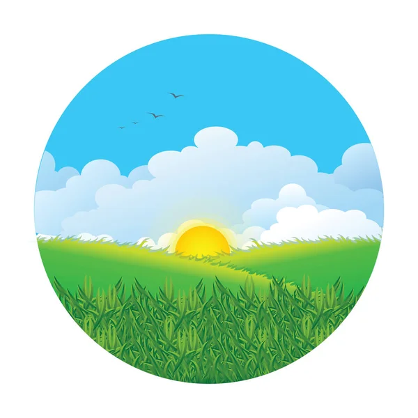 Scenic Landscape Flat Icon Vector Illustration — Stock Vector