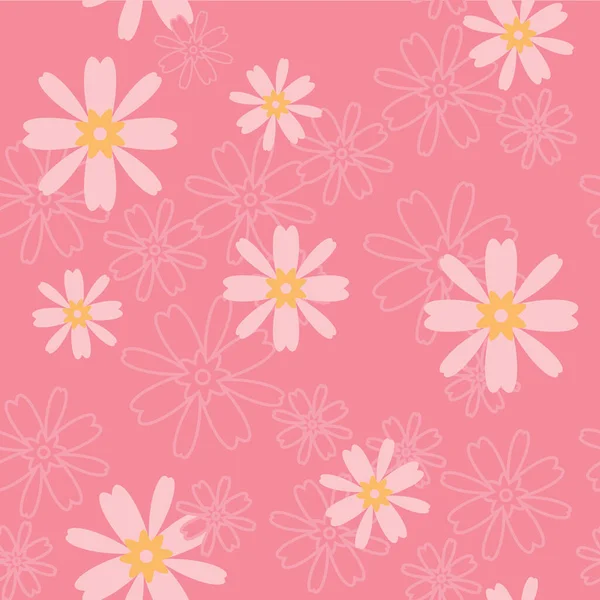 Nahtloses Muster Mit Rosa Blüten Auf Weißem Hintergrund — Stockvektor