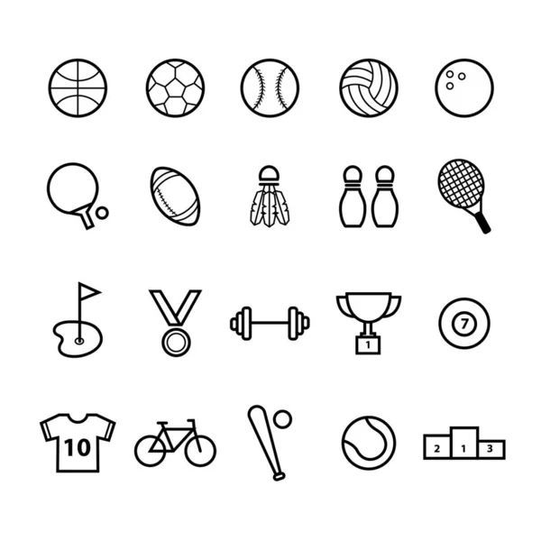 Conjunto Iconos Deporte Fitness Ilustración Vectorial — Vector de stock