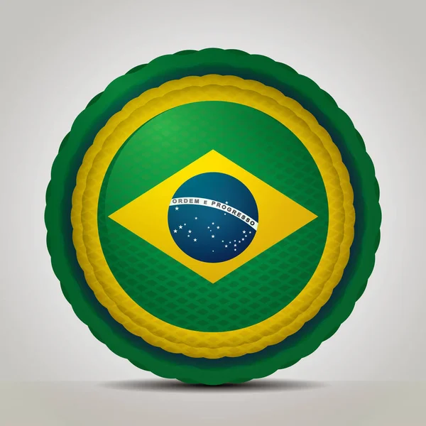 Brazil Zászló Zöld Háttér — Stock Vector