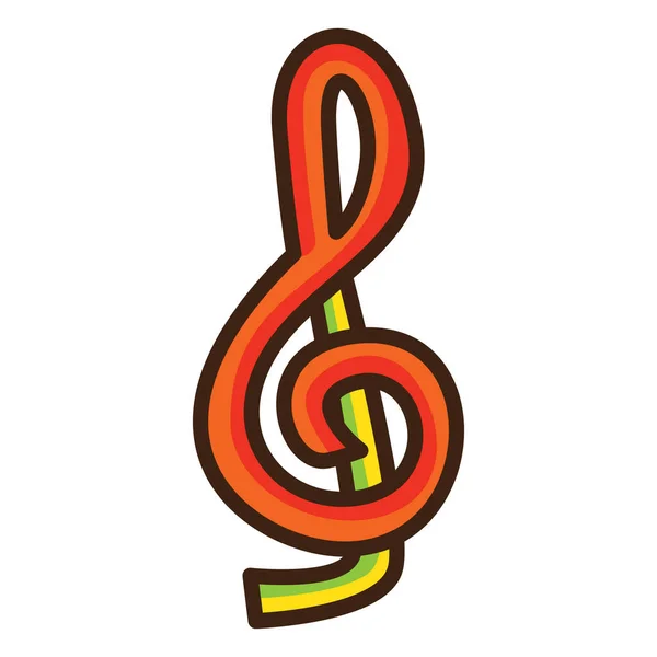 Treble Clef Noot Platte Icoon Vector Illustratie — Stockvector