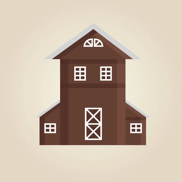 Vector Image Brown Barn House — Stock Vector