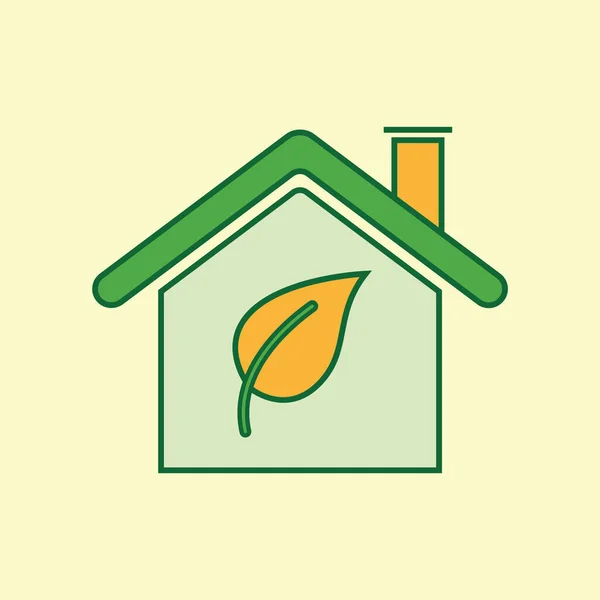 Milieuvriendelijk Huis Pictogram Vector Illustratie Grafisch Ontwerp — Stockvector