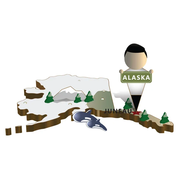 Αλάσκα Κράτος Χάρτη Σχεδιασμό Διανυσματική Απεικόνιση — Διανυσματικό Αρχείο