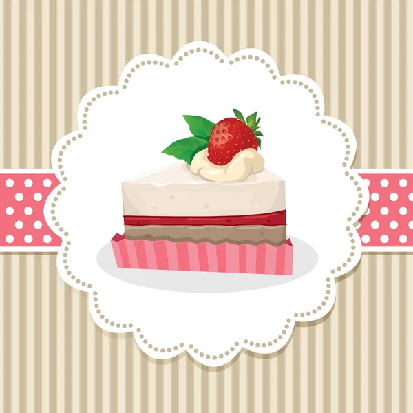 Vector Illustration Cake Strawberry — Stock Vector