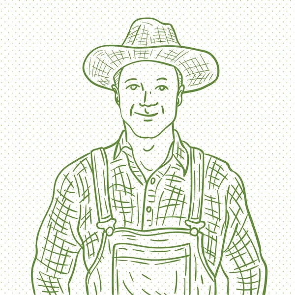 Agricultor Dibujado Mano Ilustración Vectorial Diseño — Vector de stock