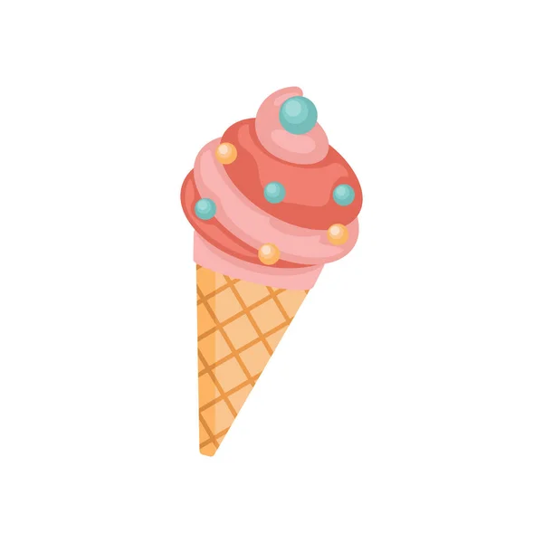 Ice Cream Cone Colorful Vector Illustration — Stock Vector