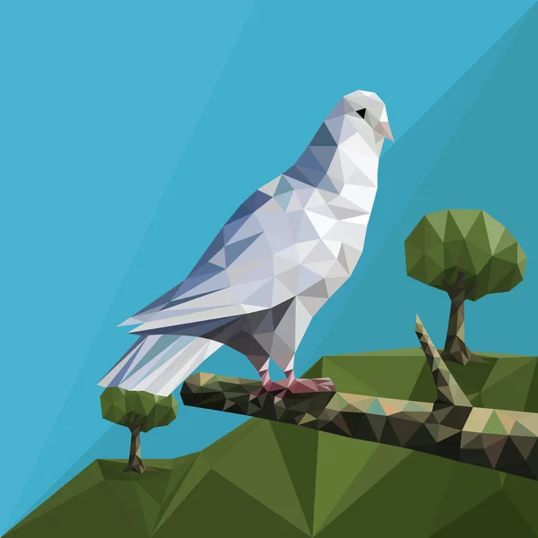 Illustration Vectorielle Paysage Montagne Avec Oiseau — Image vectorielle