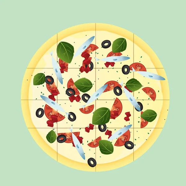 Πίτσα Στυλιζαρισμένη Διανυσματική Απεικόνιση — Διανυσματικό Αρχείο