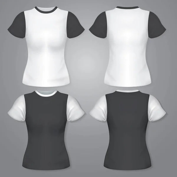 Black Shirt Template Blank White Tshirt — Stock Vector