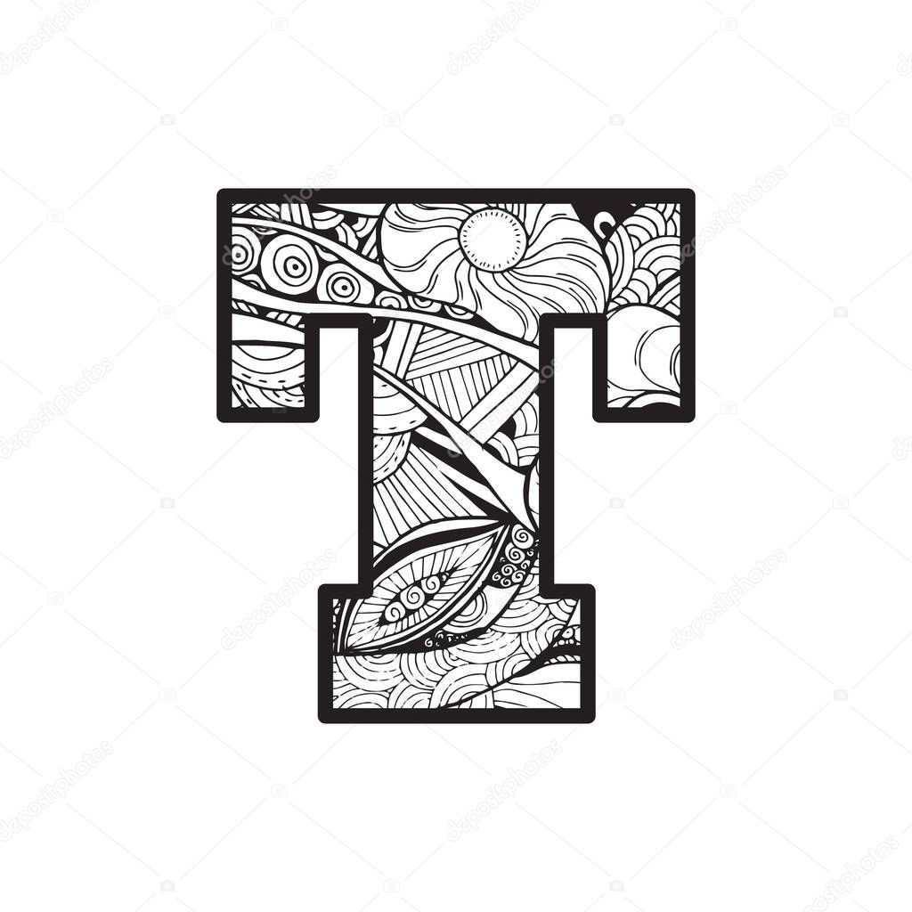 Letter T, vector illustration