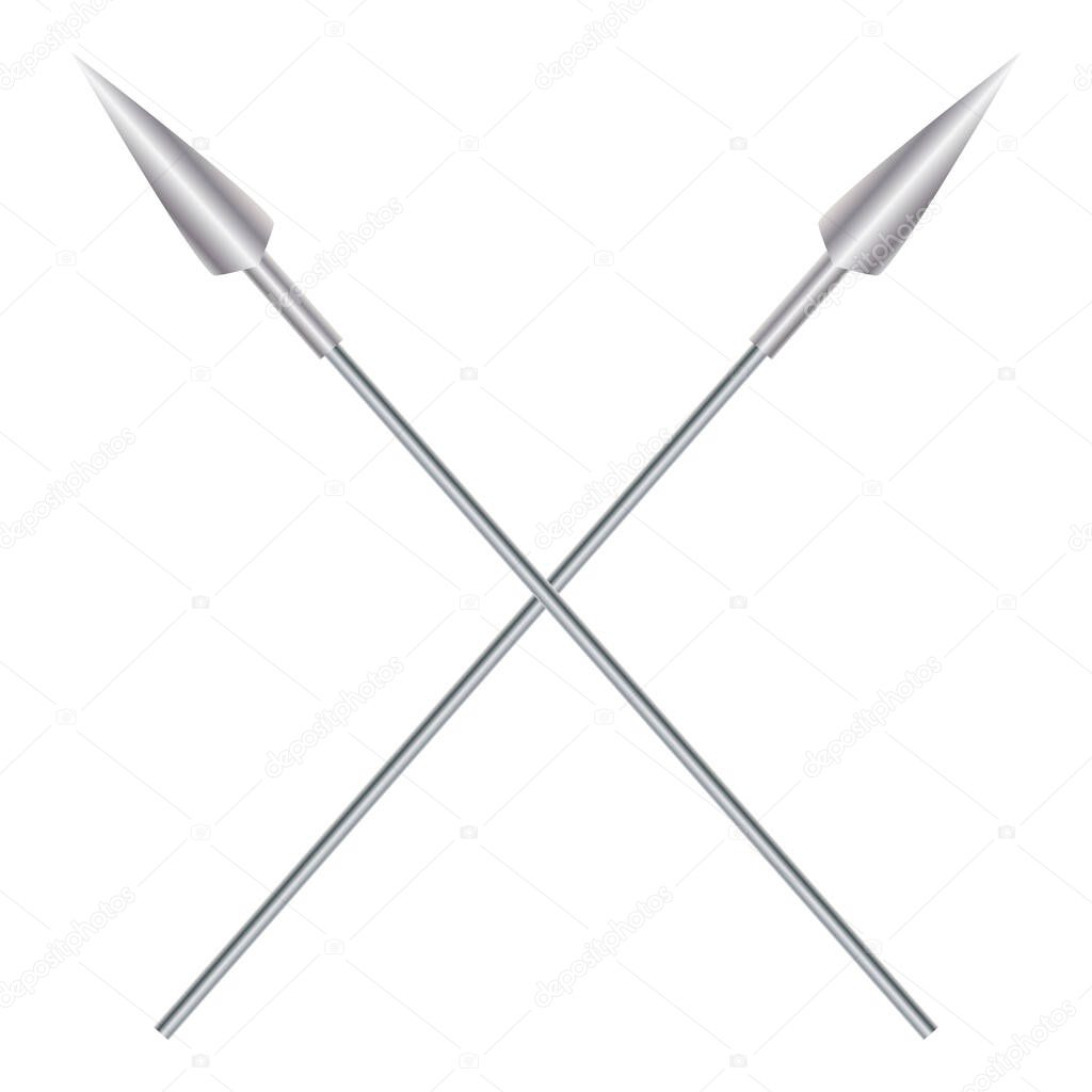 Crossed spears flat icon, vector illustration