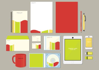 Şirket kimlik tasarımları, biçimlendirilmiş vektör illüstrasyonu