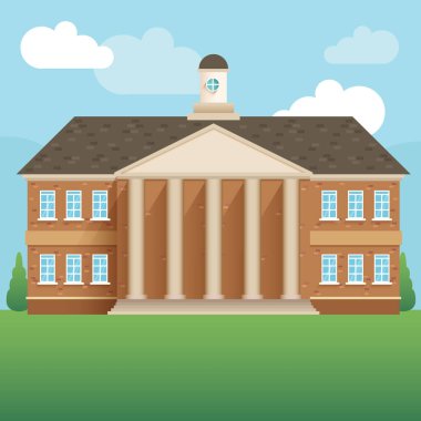 Evi olan bir binanın vektör çizimi