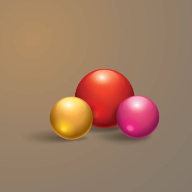 Kırmızı zemin üzerinde üç altın topun vektör çizimi