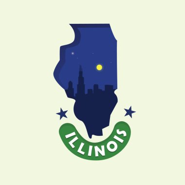 Illinois map flat icon, vector illustration clipart